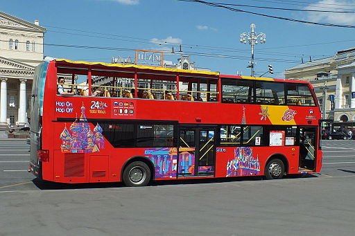 Double-decker bus in Moscow near Theatre Square, May 2014
